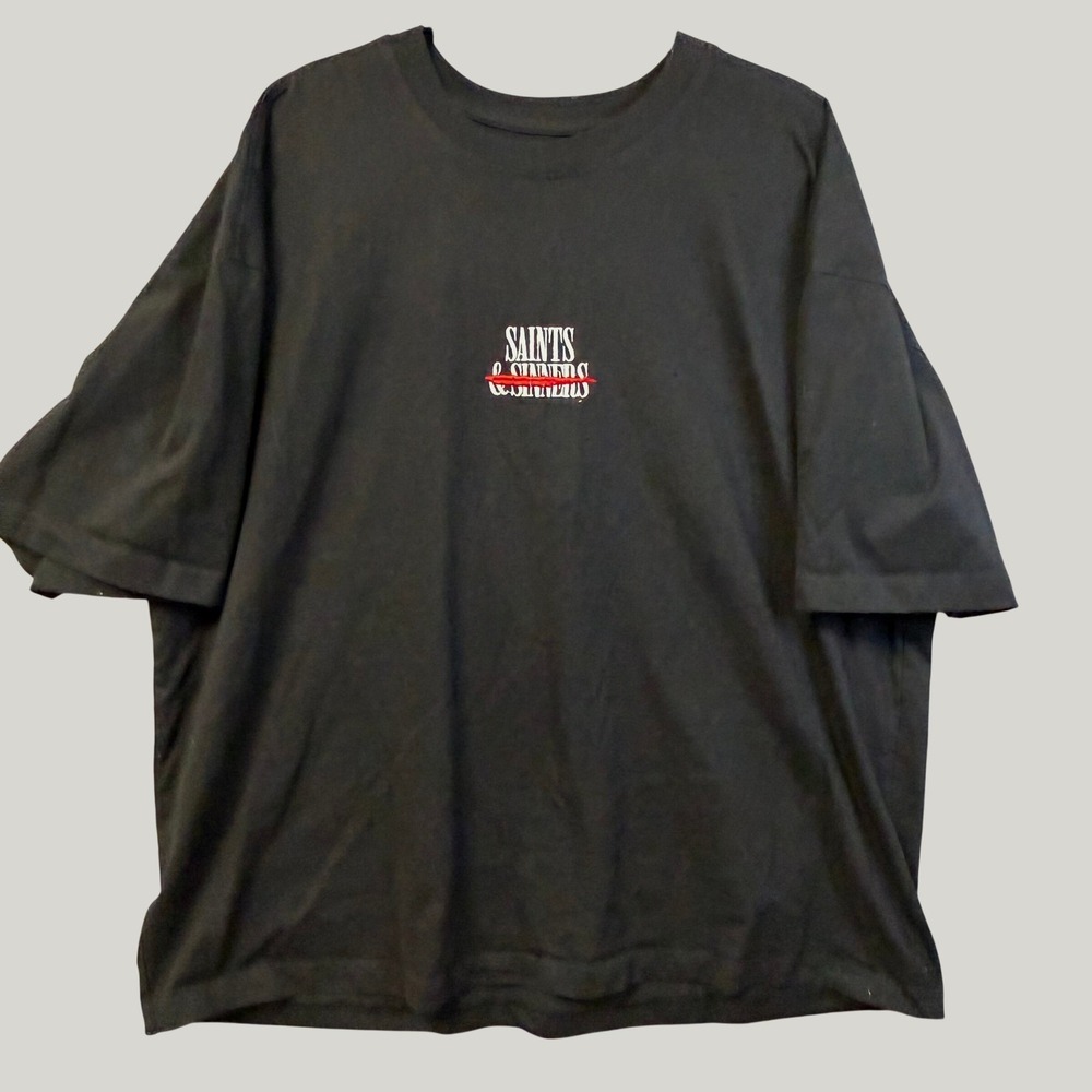 GSTR Saints & Sinners Graphic T-Shirt Mens 3XL Black Cotton Bear Streetwear